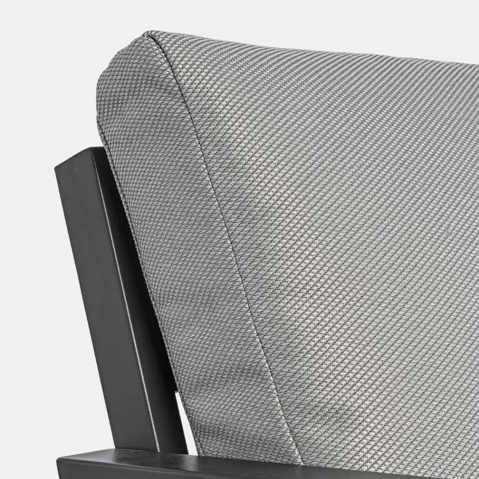 Salon d'extérieur en aluminium avec coussins recouverts de tissu - Armonia Viadurini