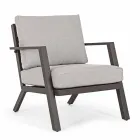 Salon d'extérieur en aluminium avec coussins recouverts de tissu - Armonia Viadurini