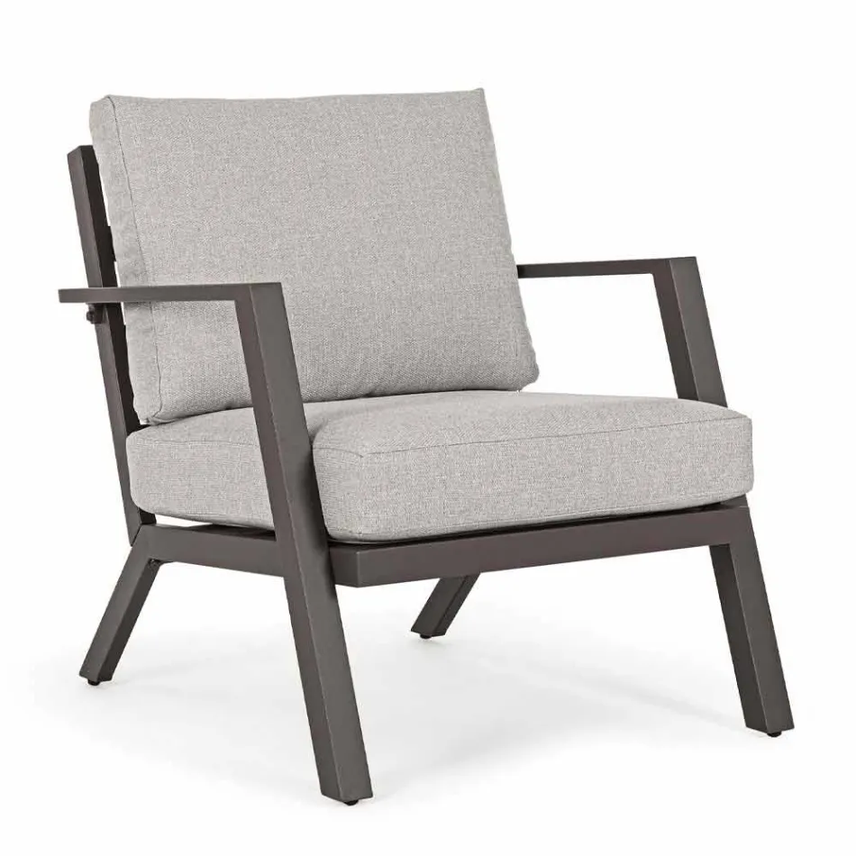 Salon d'extérieur en aluminium avec coussins recouverts de tissu - Armonia Viadurini