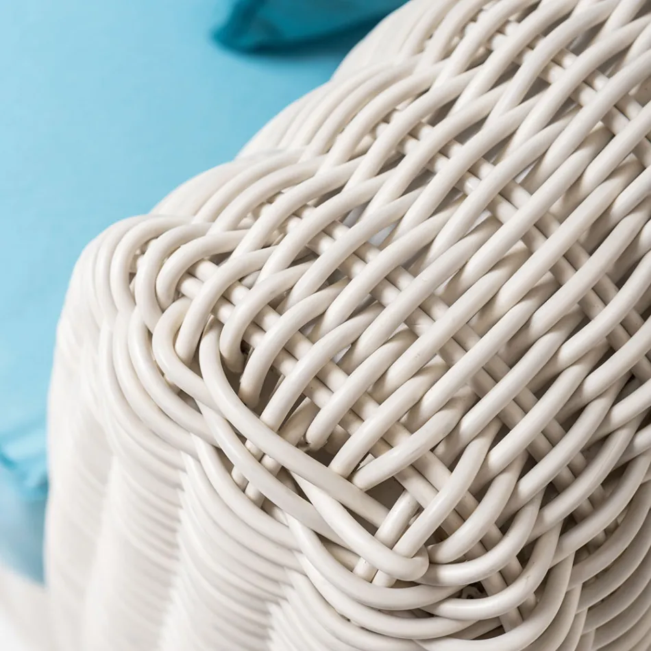 Salon d'extérieur en polyrotin et coussins bleus - Charlie Viadurini