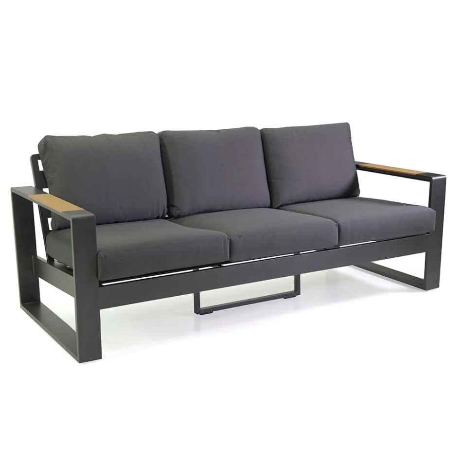 Salon d'extérieur en aluminium et accoudoirs en polywood - City Viadurini