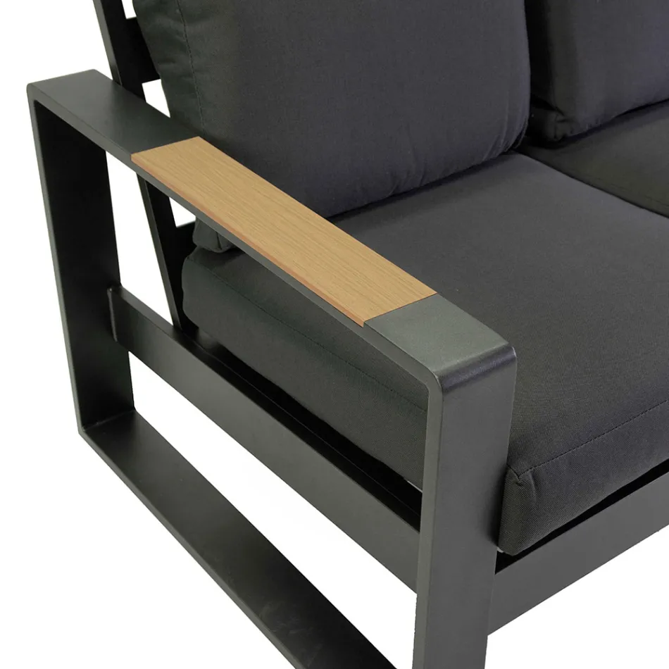 Salon d'extérieur en aluminium et accoudoirs en polywood - City Viadurini