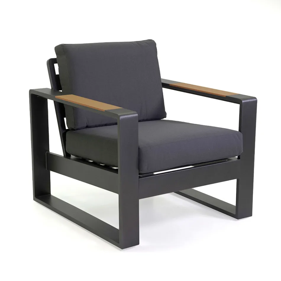 Salon d'extérieur en aluminium et accoudoirs en polywood - City Viadurini