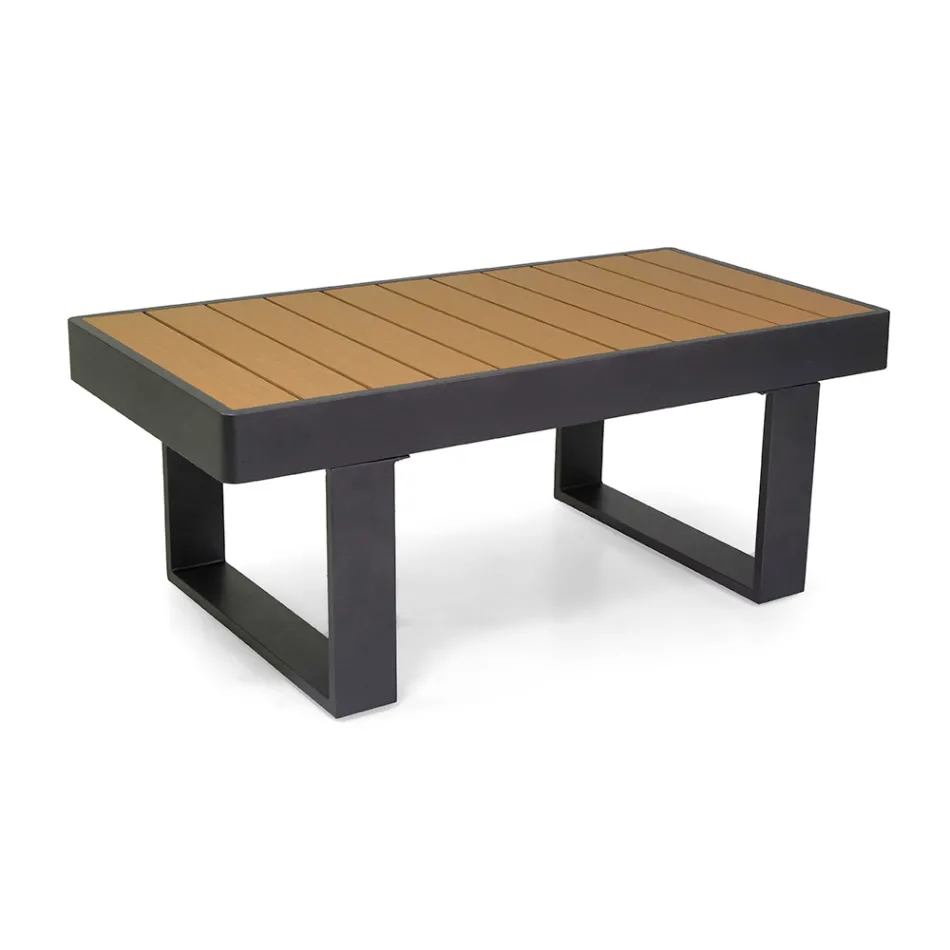 Salon d'extérieur en aluminium et accoudoirs en polywood - City Viadurini