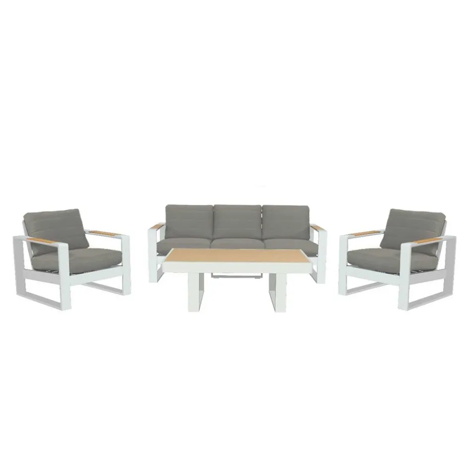 Salon d'extérieur en aluminium et accoudoirs en polywood - City Viadurini