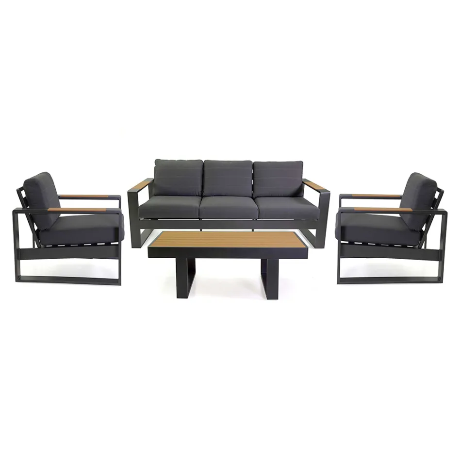 Salon d'extérieur en aluminium et accoudoirs en polywood - City Viadurini