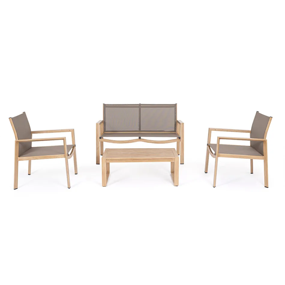 Salon de jardin avec 1 canapé, 2 fauteuils et 1 table basse - Plan Viadurini