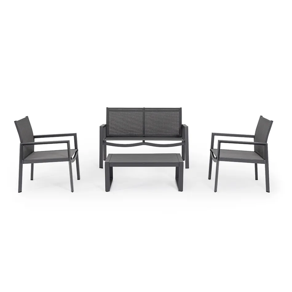 Salon de jardin avec 1 canapé, 2 fauteuils et 1 table basse - Plan Viadurini