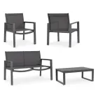 Salon de jardin avec 1 canapé, 2 fauteuils et 1 table basse - Plan Viadurini