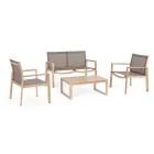 Salon de jardin avec 1 canapé, 2 fauteuils et 1 table basse - Plan Viadurini