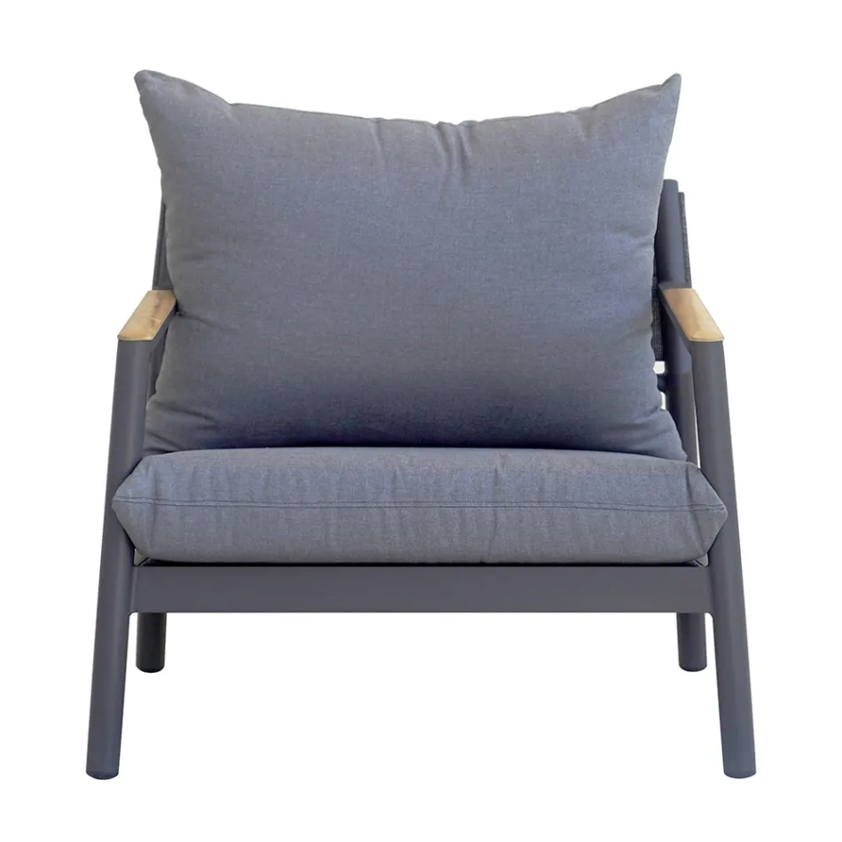 Salon de jardin avec 2 fauteuils, 1 canapé et 1 table en aluminium - Minni Viadurini