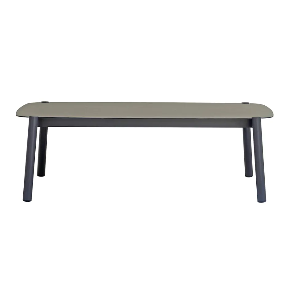 Salon de jardin avec 2 fauteuils, 1 canapé et 1 table en aluminium - Minni Viadurini