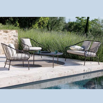 Salon de jardin avec 2 fauteuils et 1 canapé 2 places Made in Italy - Fontana Viadurini