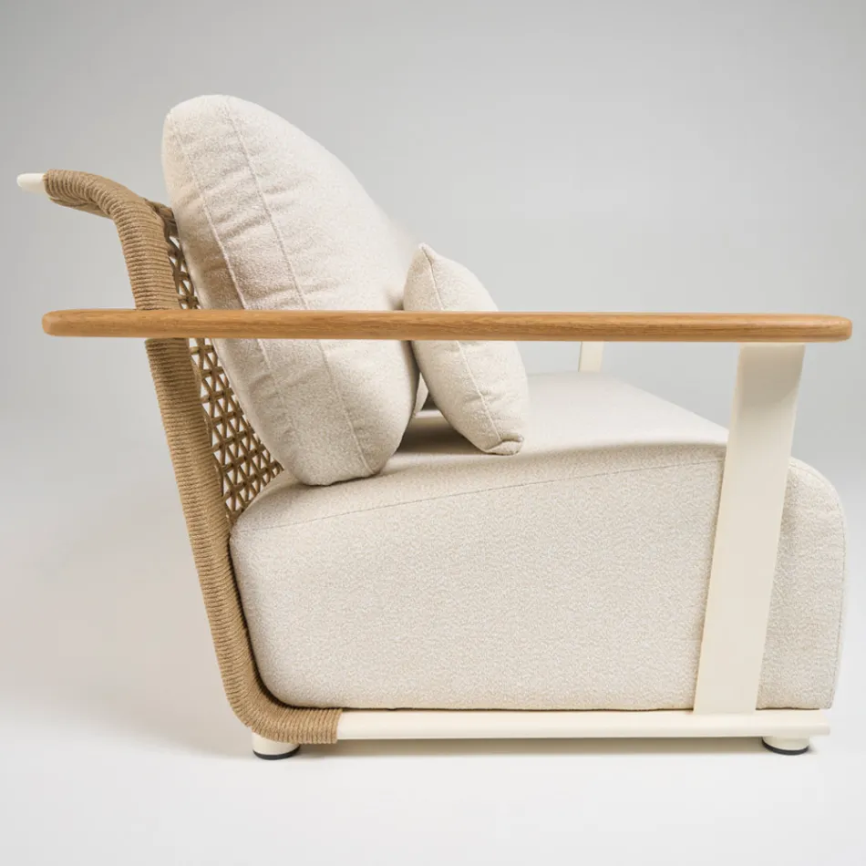 Salon de jardin avec canapé, 2 fauteuils et table basse - Montorio Viadurini