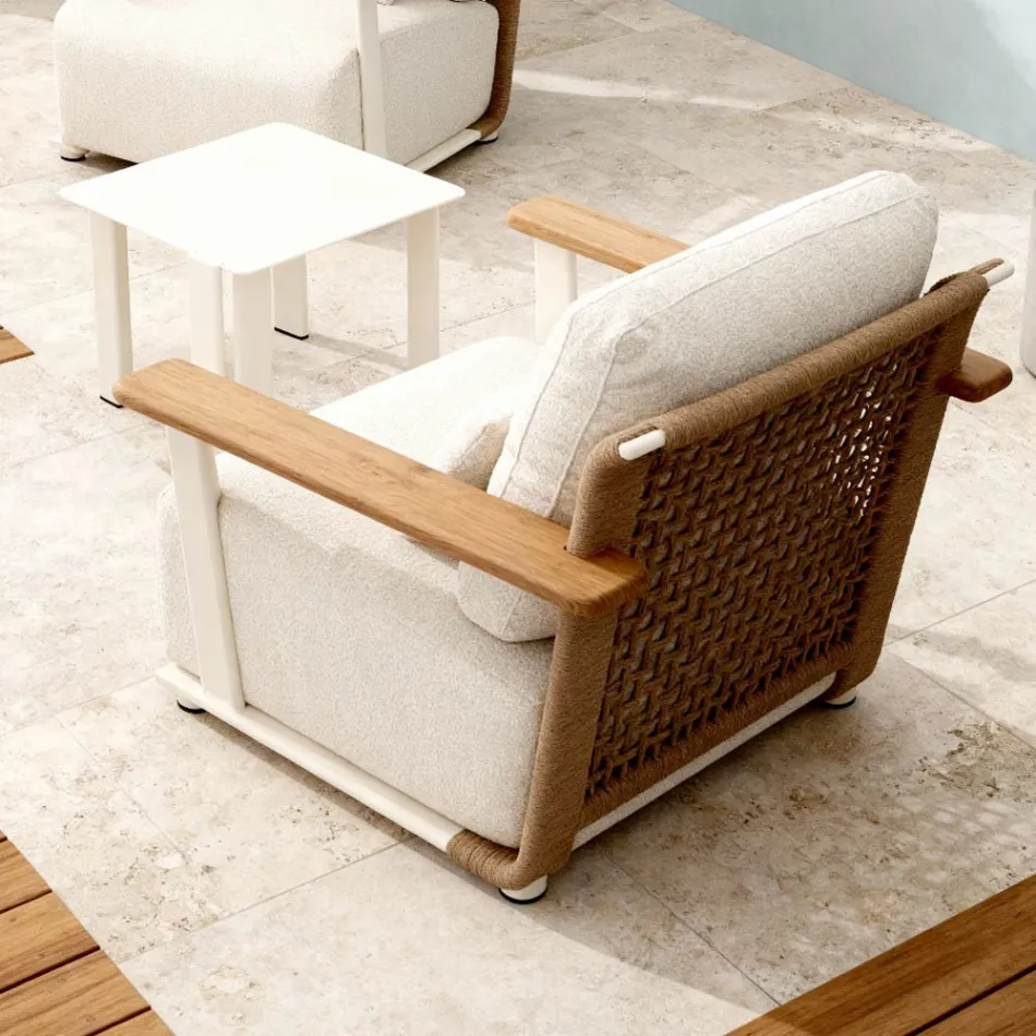 Salon de jardin avec canapé, 2 fauteuils et table basse - Montorio Viadurini