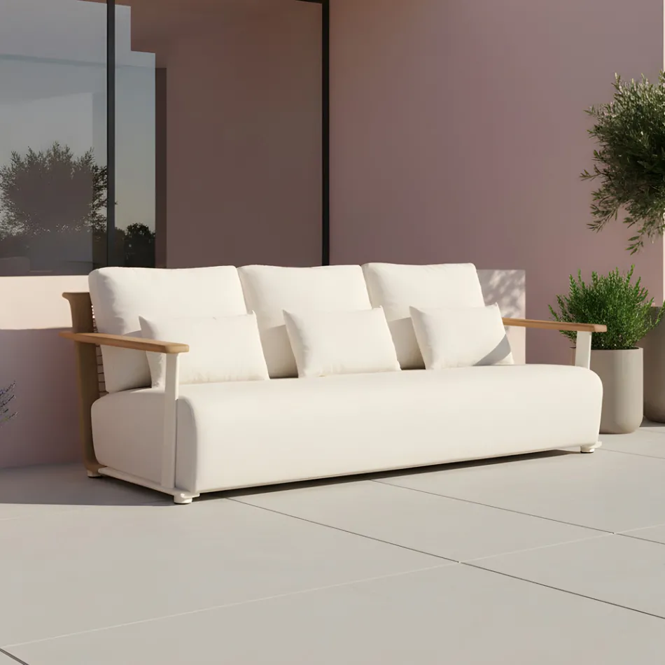 Salon de jardin avec canapé, 2 fauteuils et table basse - Montorio Viadurini