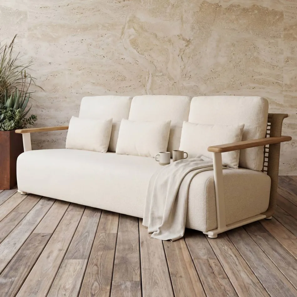Salon de jardin avec canapé, 2 fauteuils et table basse - Montorio Viadurini