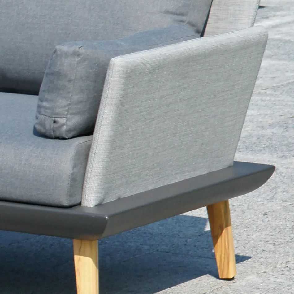 Salon de jardin avec structure en aluminium gris anthracite - Fouquer Viadurini