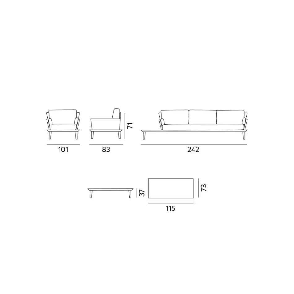 Salon de jardin avec structure en aluminium gris anthracite - Fouquer Viadurini