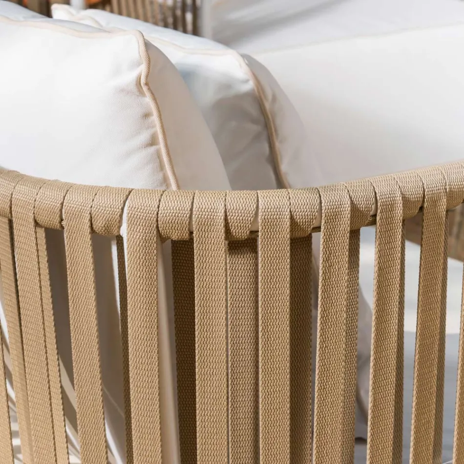 Salon de jardin en aluminium blanc et tissu - Eugene Viadurini