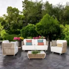 Salon de jardin en aluminium blanc et tissu - Eugene Viadurini