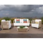 Salon de jardin en aluminium blanc et tissu - Eugene Viadurini