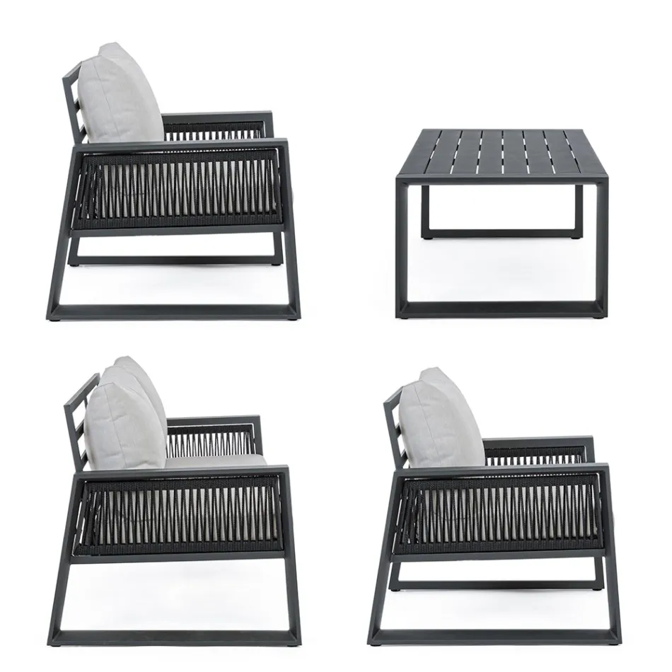 Salon de Jardin Design Aluminium Blanc ou Noir - Milk Rain Viadurini