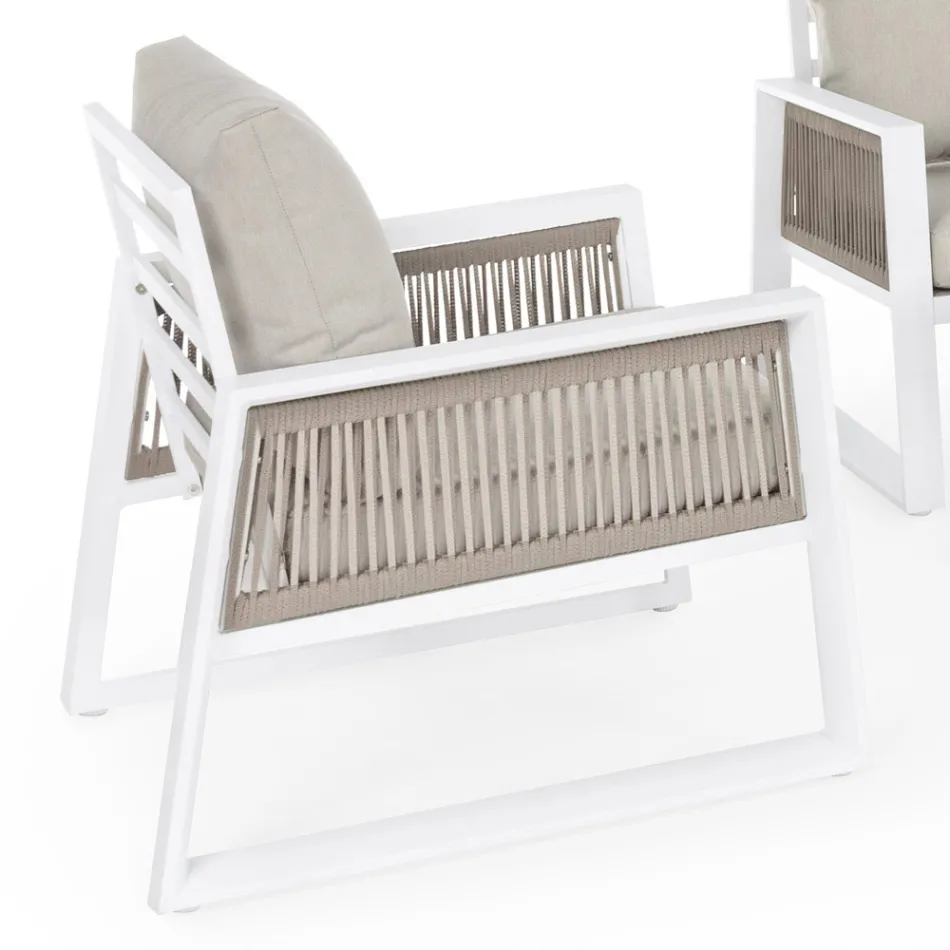 Salon de Jardin Design Aluminium Blanc ou Noir - Milk Rain Viadurini