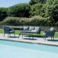 Ensemble de salon de jardin Narin en aluminium et corde rembourrée avec coussins