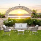 Salon de jardin en aluminium et tissage de corde - Alcor Viadurini