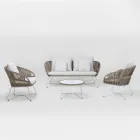 Salon de jardin en aluminium et tissage de corde - Alcor Viadurini