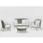 Salon de jardin en Aluminium et Tissage de Corde - Asteria Viadurini