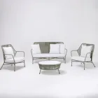 Salon de jardin en Aluminium et Tissage de Corde - Asteria Viadurini