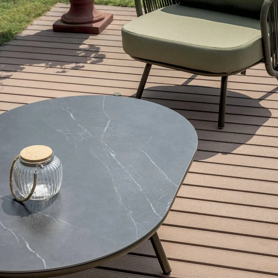 Salon de jardin en aluminium rouge ou vert - Regalrise Viadurini