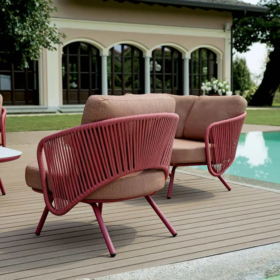 Salon de jardin en aluminium rouge ou vert - Regalrise Viadurini