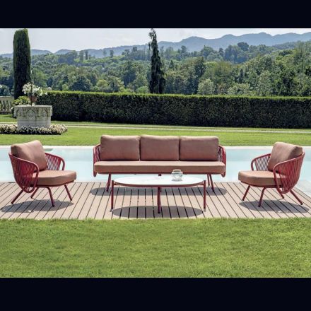 Salon de jardin en aluminium rouge ou vert - Regalrise Viadurini