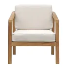 Ensemble de jardin en teck certifié FSC avec coussins écru - Caresa Viadurini
