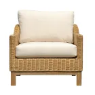 Salon de jardin en bois avec rotin et coussins amovibles - Silvara Viadurini