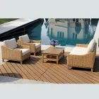 Salon de jardin en bois avec rotin et coussins amovibles - Silvara Viadurini