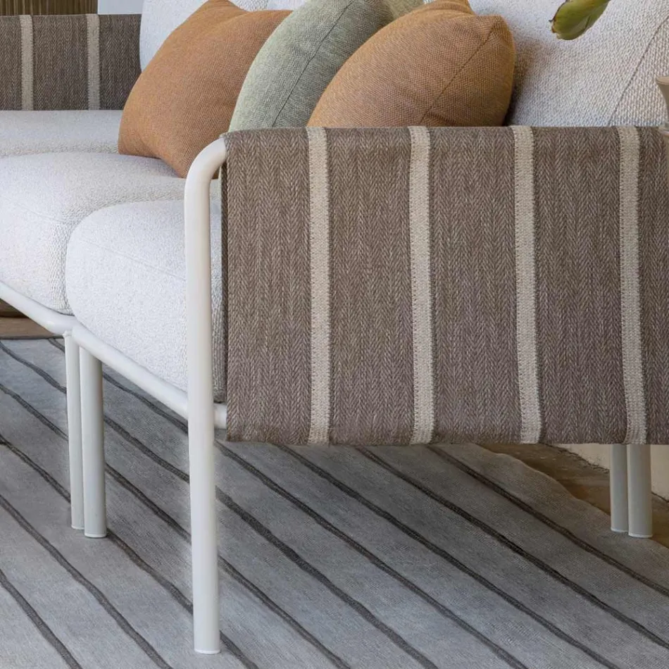 Salon de jardin en métal galvanisé et coussins en tissu - Sognando Viadurini