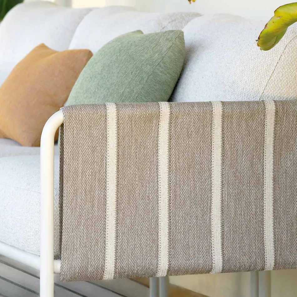 Salon de jardin en métal galvanisé et coussins en tissu - Sognando Viadurini