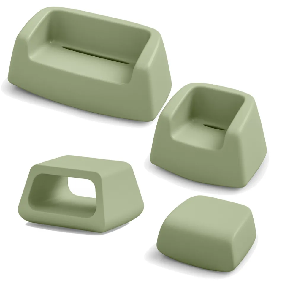 Salon de jardin en polyéthylène coloré fabriqué en Italie 4 pièces - Pennini Viadurini