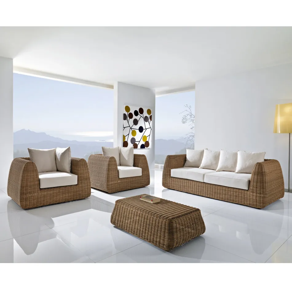 Ensemble de jardin en poly rotin tissé à la main - Charlie Viadurini