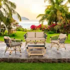 Salon de jardin en rotin naturel avec coussins inclus - Catelyn Viadurini