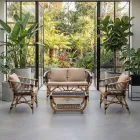 Salon de jardin en rotin naturel avec coussins inclus - Catelyn Viadurini