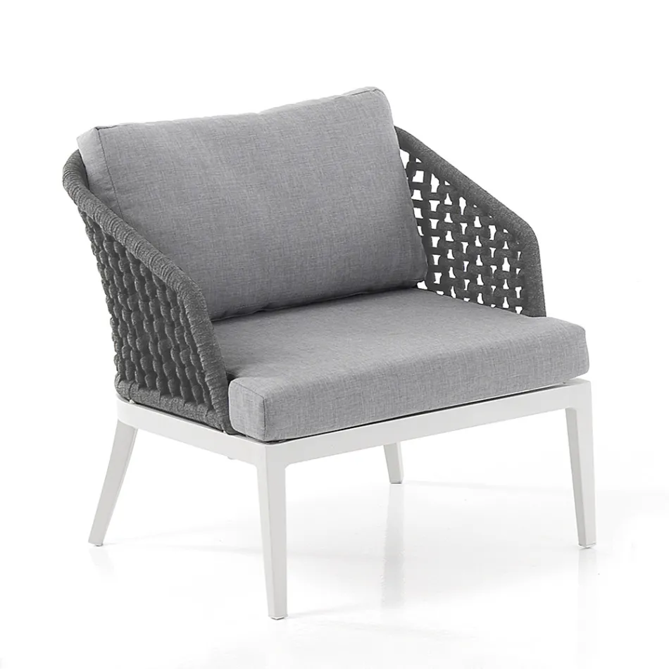 Salon intérieur et extérieur avec 2 fauteuils, 1 canapé et 1 table basse - Sortir Viadurini