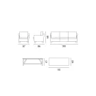 Salon d'extérieur avec table basse en manguier et coussins en polycoton - Orlanda Viadurini