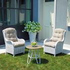 Salon d'extérieur en fibre naturelle avec fauteuils et table basse en bois - Ignace Viadurini