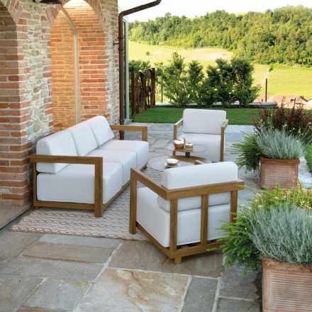 Salon en aluminium avec effet bois par transfert thermique - Camper Viadurini