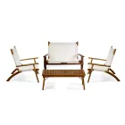 Salon en bois d'acacia huilé, couleur naturelle et tissu - Bottega Viadurini